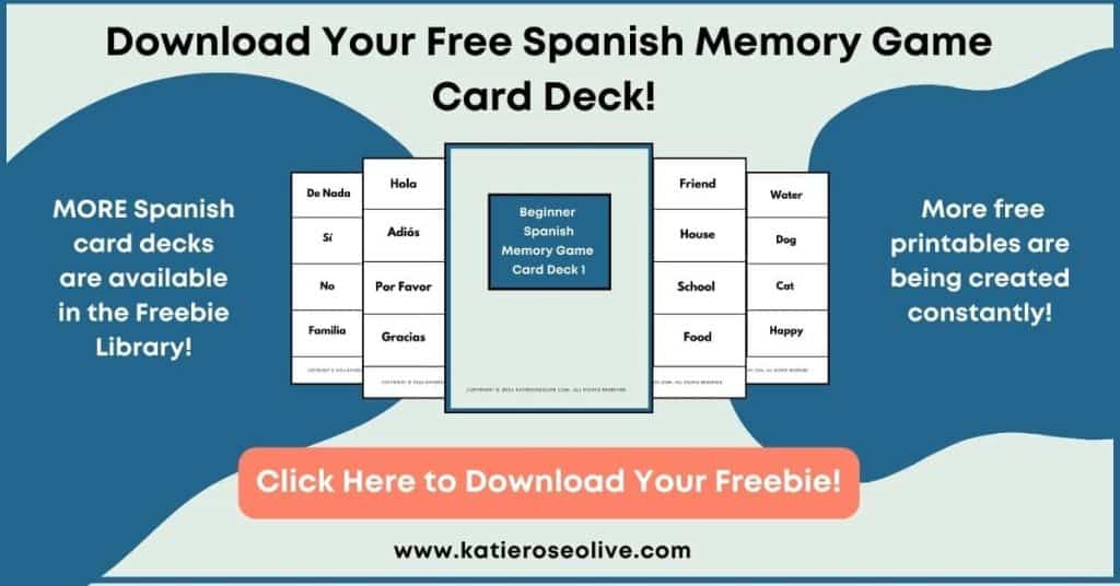 Click here to get your free Spanish Memory Card Games Deck 1 printable.