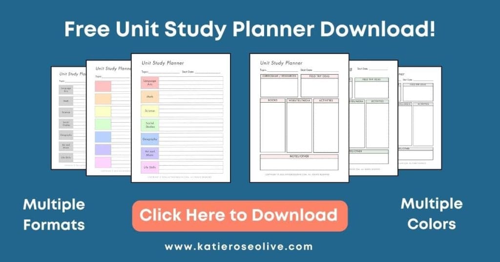 Click here to get your free Free Unit Study Planner.
